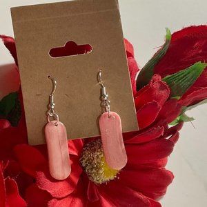 Handmade Pink Oblong Earrings